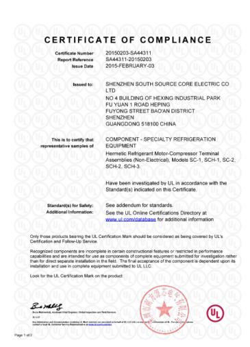 중국 SHENZHEN SSC ELECTRIC CO.,LTD 인증